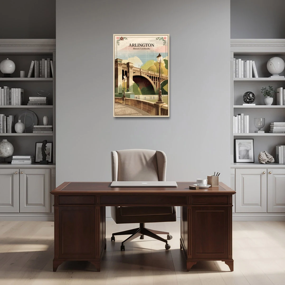 Arlington Historic Landmarks - Oak Framed Canvas Wall Art - Office - 24x36