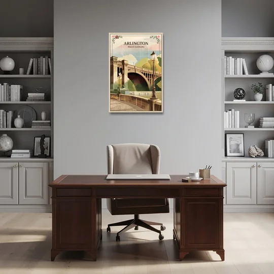 Arlington Historic Landmarks - Oak Framed Canvas Wall Art - Office - 24x36