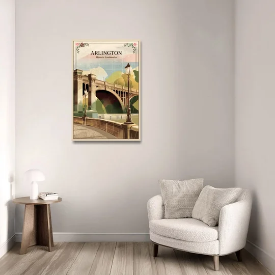 Arlington Historic Landmarks - Oak Framed Canvas Wall Art - Sofa - 24x36