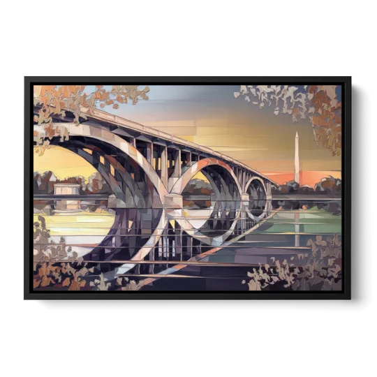 Arlington Memorial Bridge - Black Framed Canvas Wall Art - Front