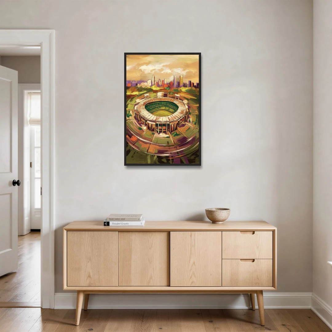 Arlington Stadium View - Black Framed Canvas Wall Art - Coffee Table - 24x36