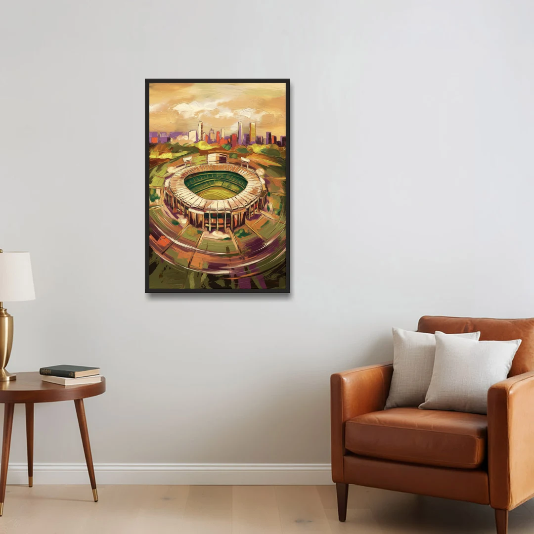 Arlington Stadium View - Black Framed Canvas Wall Art - Sofa - 24x36