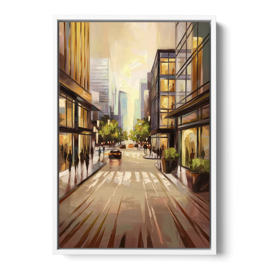 Arlington Urban Streets - White Framed Canvas Wall Art - Front