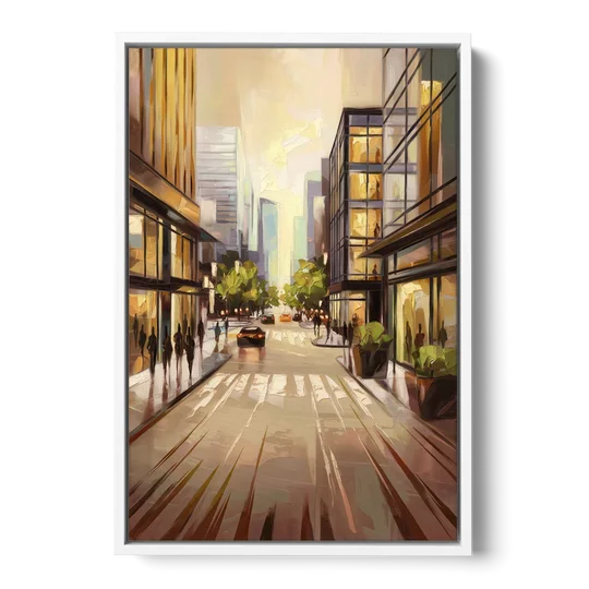 Arlington Urban Streets - White Framed Canvas Wall Art - Front