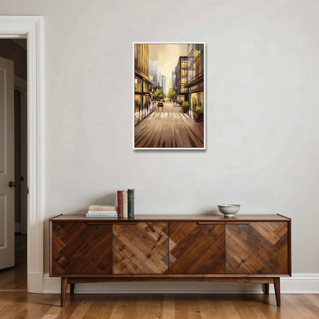 Arlington Urban Streets - White Framed Canvas Wall Art - Coffee Table - 24x36