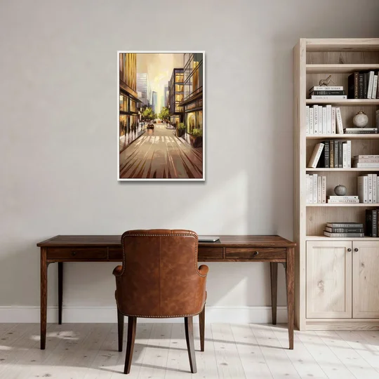 Arlington Urban Streets - White Framed Canvas Wall Art - Office - 24x36