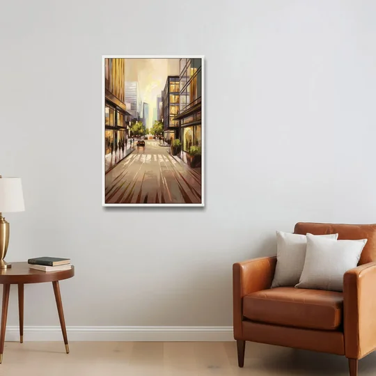 Arlington Urban Streets - White Framed Canvas Wall Art - Sofa - 24x36