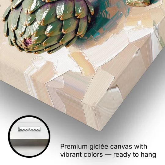 Artichoke Painting with Sliced Heart - Canvas Wall Art - Gallery Wrap Corner
