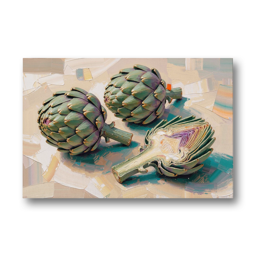 Artichoke Painting with Sliced Heart - Canvas Wall Art - Front