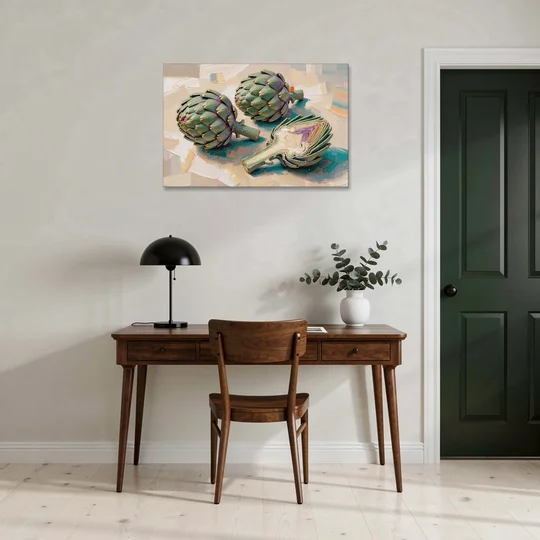 Artichoke Painting with Sliced Heart - Canvas Wall Art - Office - 36x24