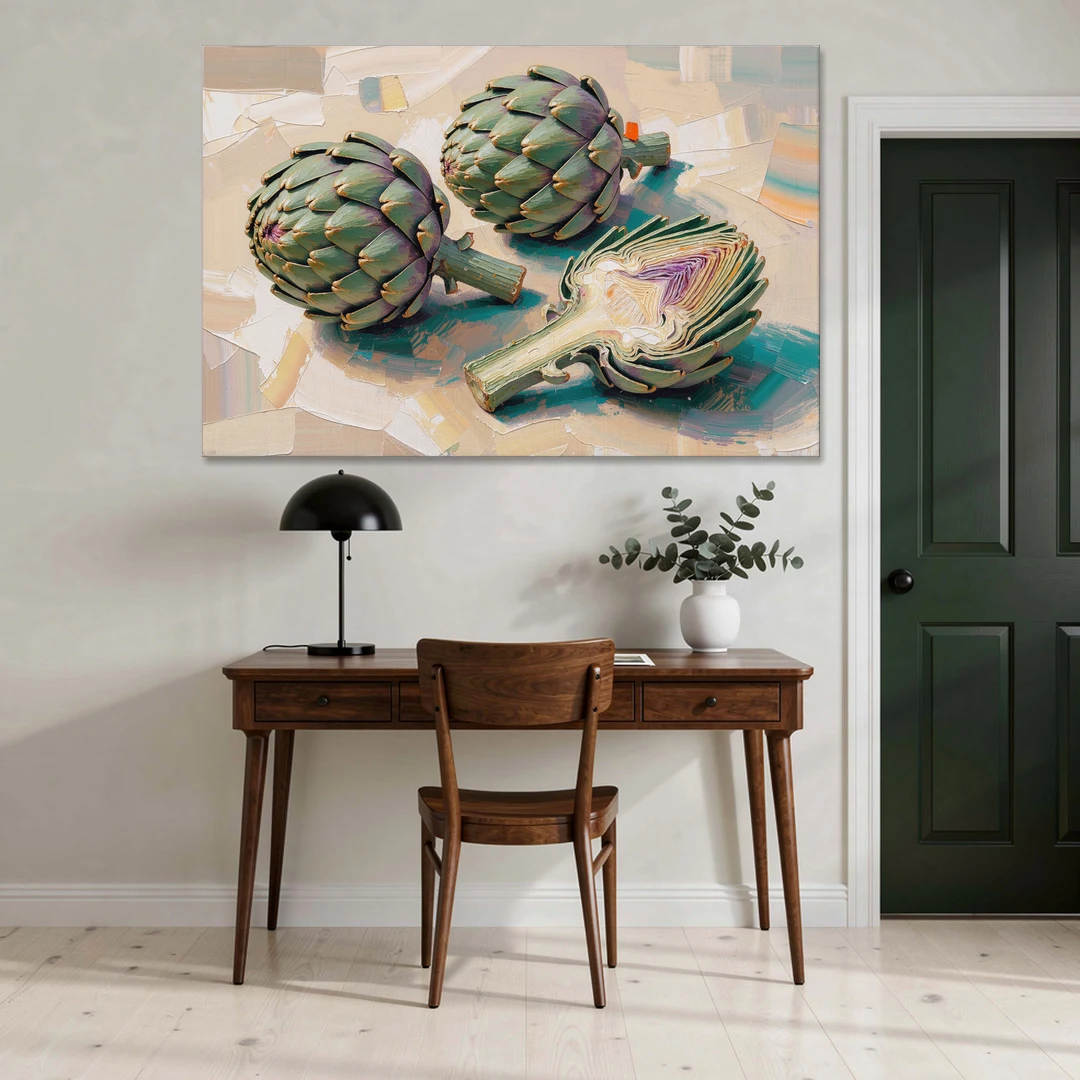 Artichoke Painting with Sliced Heart - Canvas Wall Art - Office - 60x40