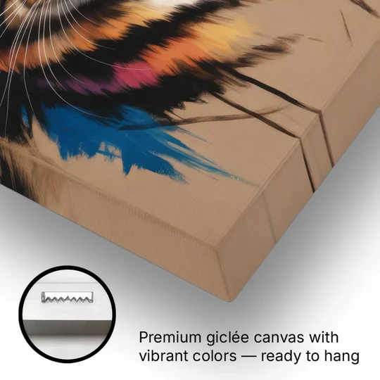 Artistic Cat with Glasses - Canvas Wall Art - Gallery Wrap Corner