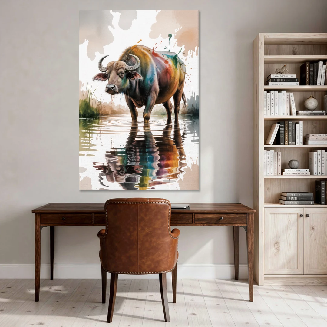 Artistic Water Buffalo in Habitat - Canvas Wall Art - Office - 40x60