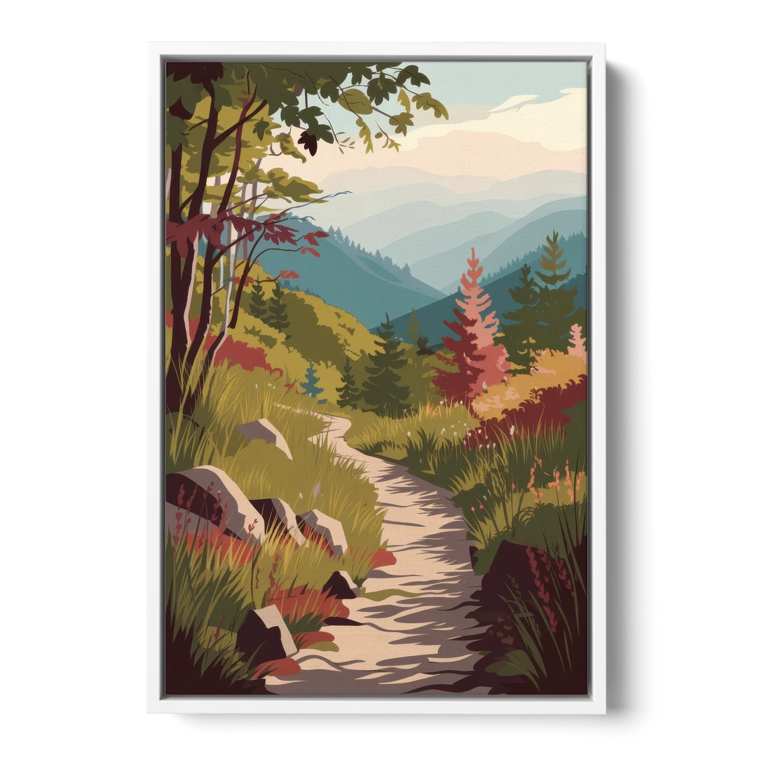 Asheville Appalachian Trail Views - White Framed Canvas Wall Art - Front