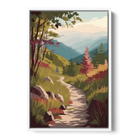 Asheville Appalachian Trail Views - White Framed Canvas Wall Art - Front