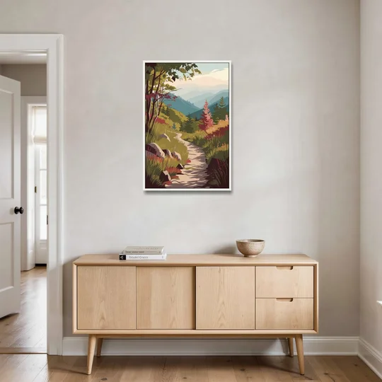 Asheville Appalachian Trail Views - White Framed Canvas Wall Art - Coffee Table - 24x36