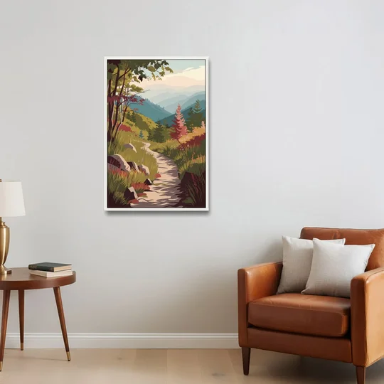 Asheville Appalachian Trail Views - White Framed Canvas Wall Art - Sofa - 24x36