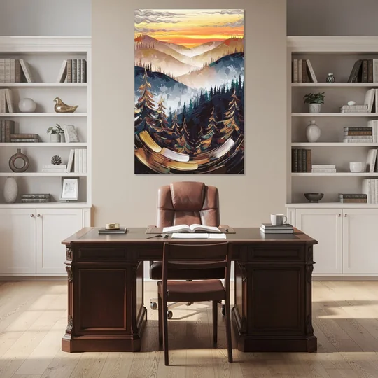 Asheville Blue Ridge Sunset - Canvas Wall Art - Office - 40x60