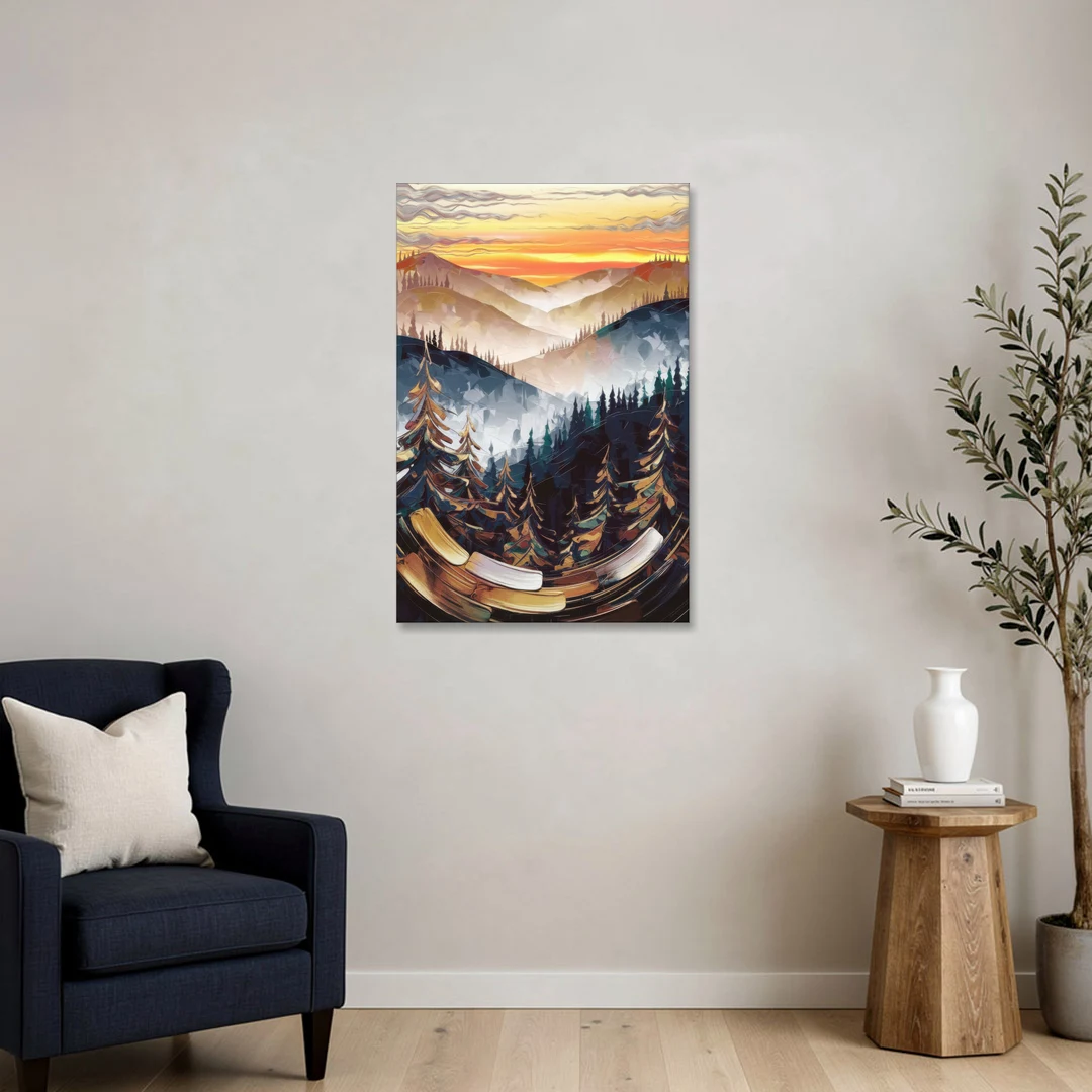 Asheville Blue Ridge Sunset - Canvas Wall Art - Sofa - 24x36
