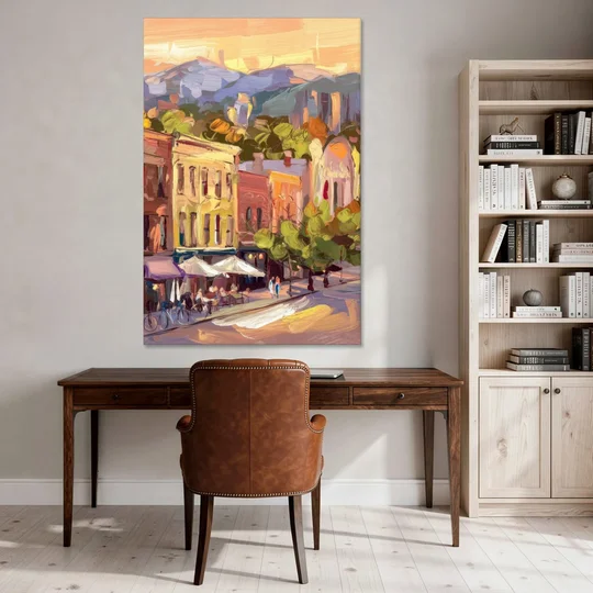 Asheville Downtown Landmarks - Canvas Wall Art - Office - 40x60