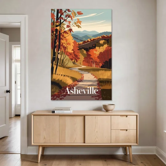 Asheville Fall Foliage Scene - Canvas Wall Art - Coffee Table - 40x60