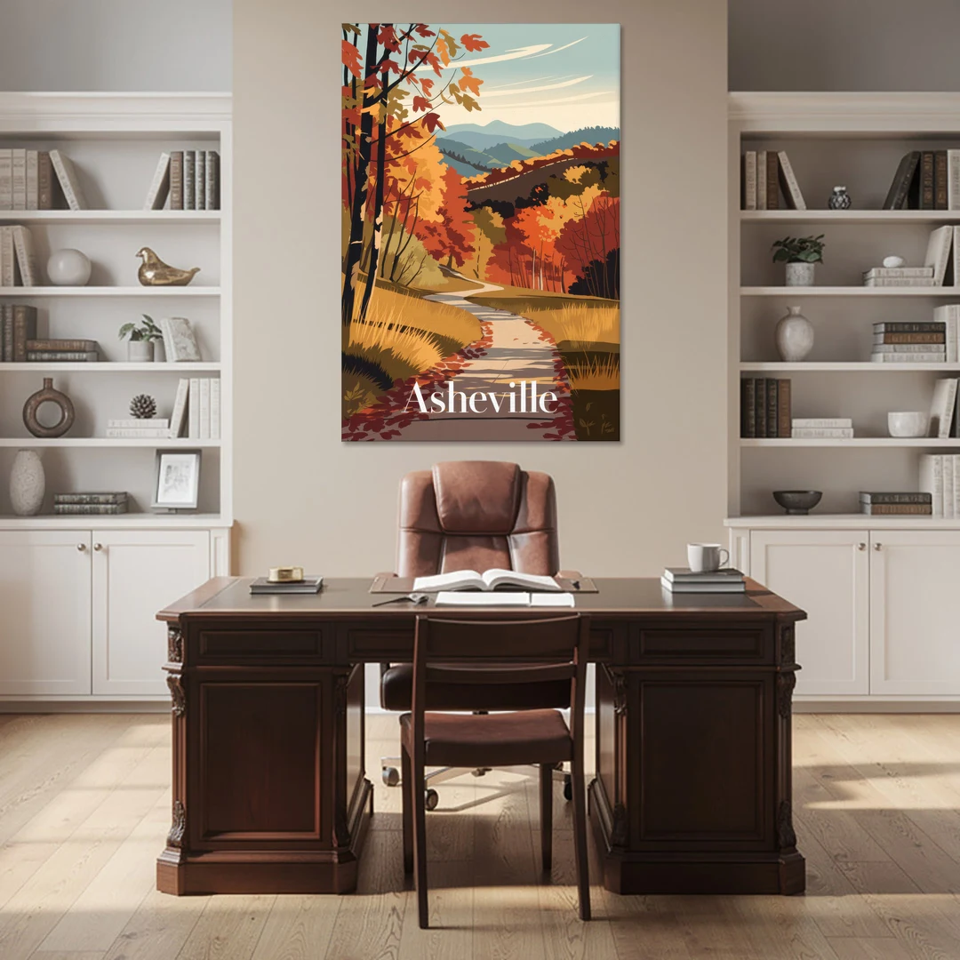 Asheville Fall Foliage Scene - Canvas Wall Art - Office - 40x60