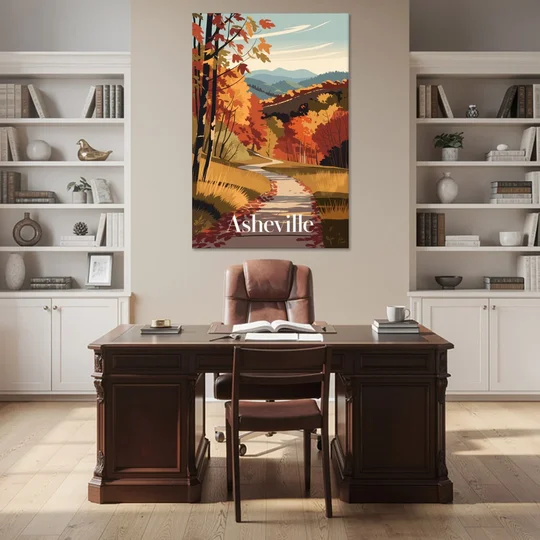 Asheville Fall Foliage Scene - Canvas Wall Art - Office - 40x60