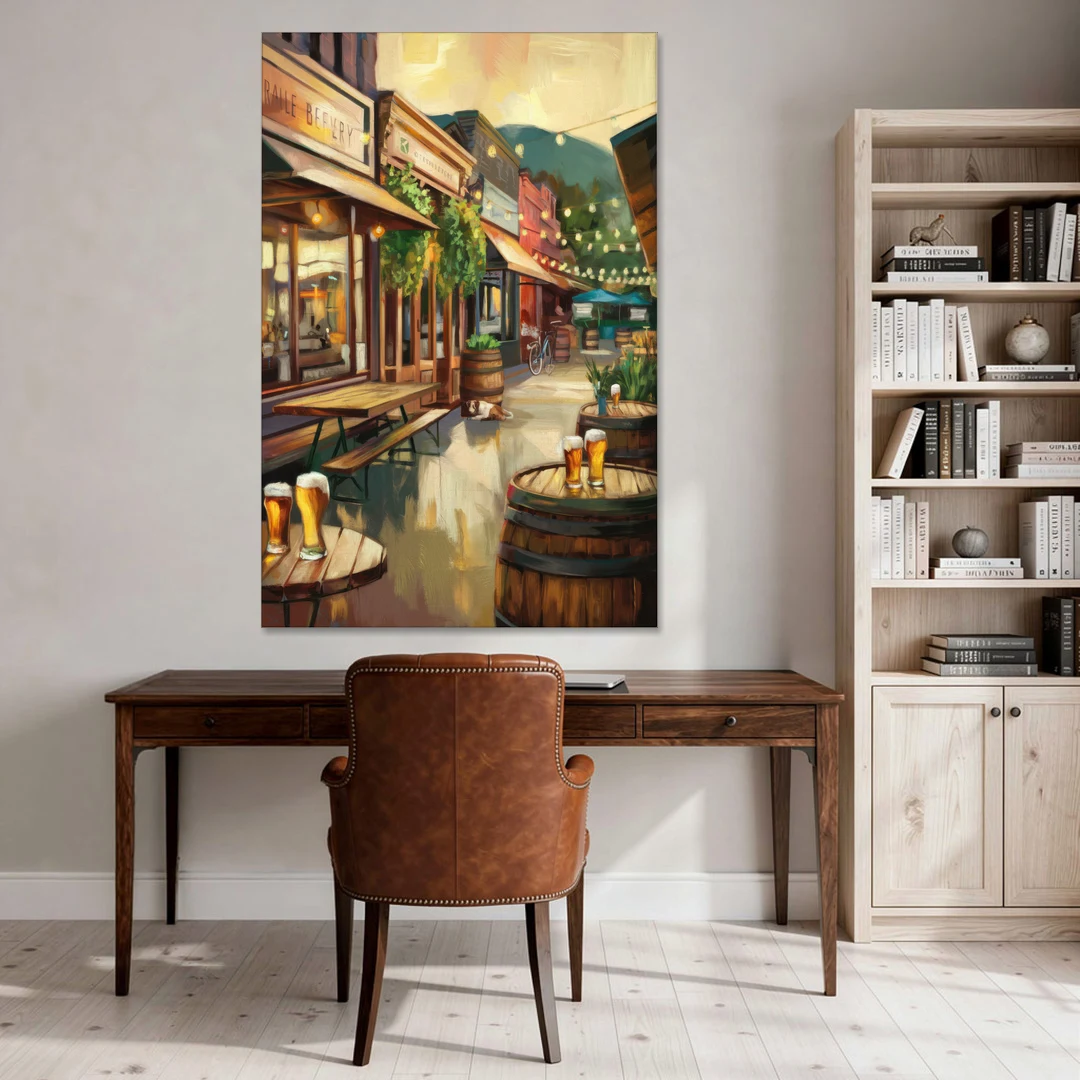 Asheville Local Brewery District - Canvas Wall Art - Office - 40x60