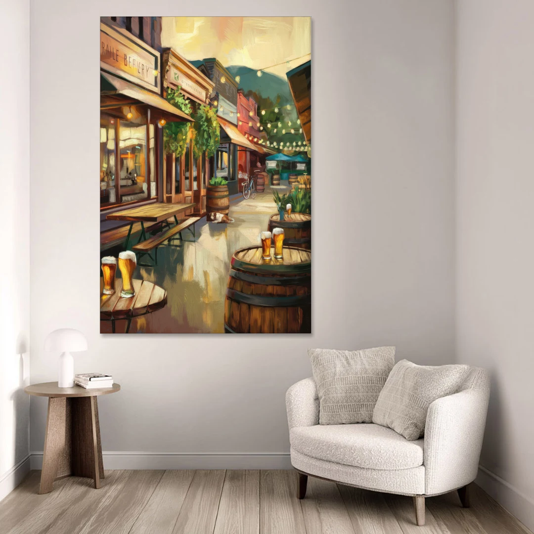 Asheville Local Brewery District - Canvas Wall Art - Sofa - 40x60