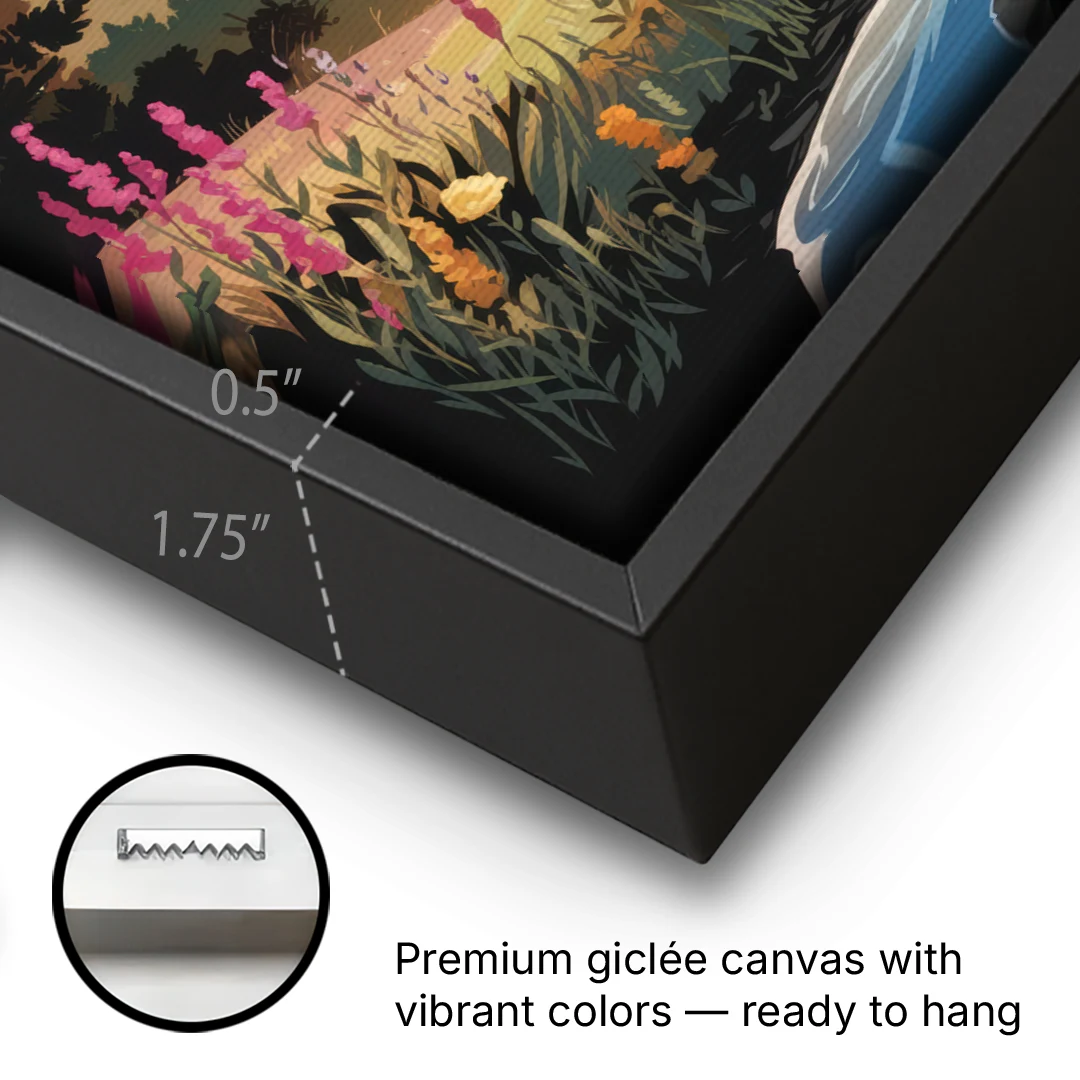 Asheville NC Scenic Overlook - Black Framed Canvas Wall Art - Gallery Wrap Corner