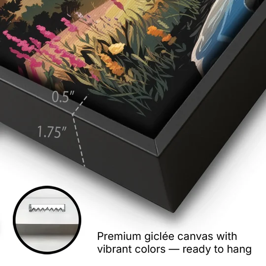 Asheville NC Scenic Overlook - Black Framed Canvas Wall Art - Gallery Wrap Corner