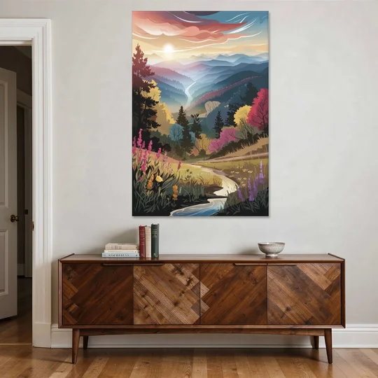 Asheville NC Scenic Overlook - Canvas Wall Art - Coffee Table - 40x60
