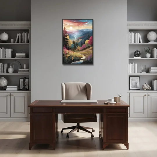 Asheville NC Scenic Overlook - Black Framed Canvas Wall Art - Office - 24x36