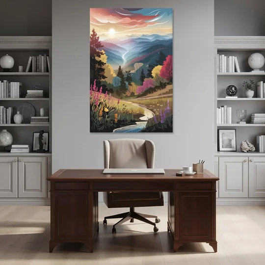 Asheville NC Scenic Overlook - Canvas Wall Art - Office - 40x60