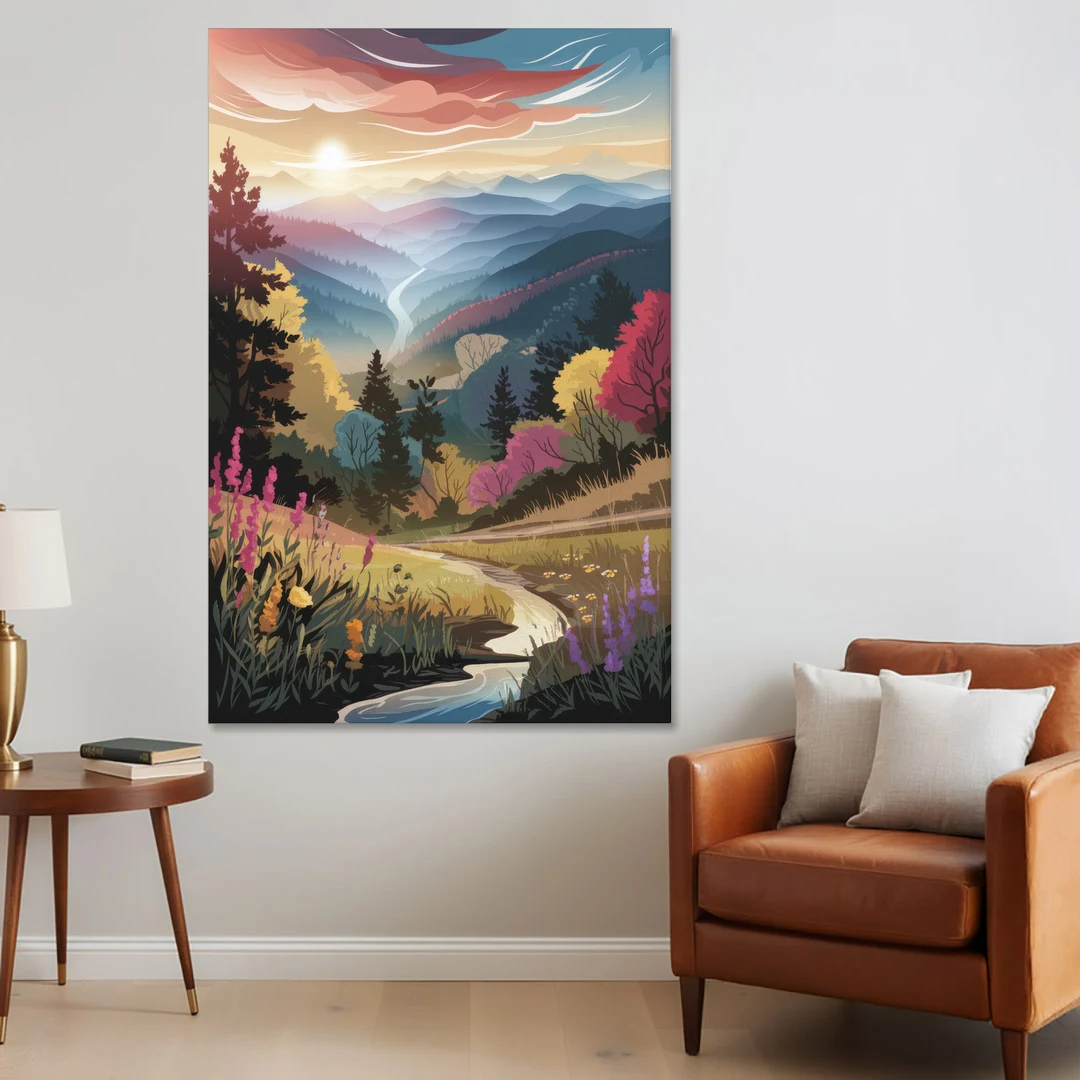 Asheville NC Scenic Overlook - Canvas Wall Art - Sofa - 40x60