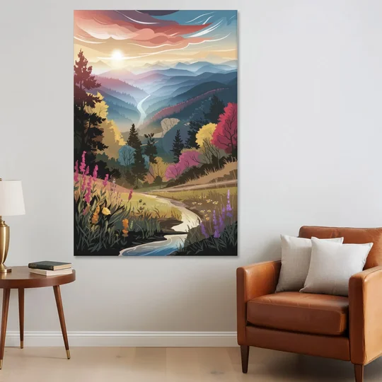 Asheville NC Scenic Overlook - Canvas Wall Art - Sofa - 40x60