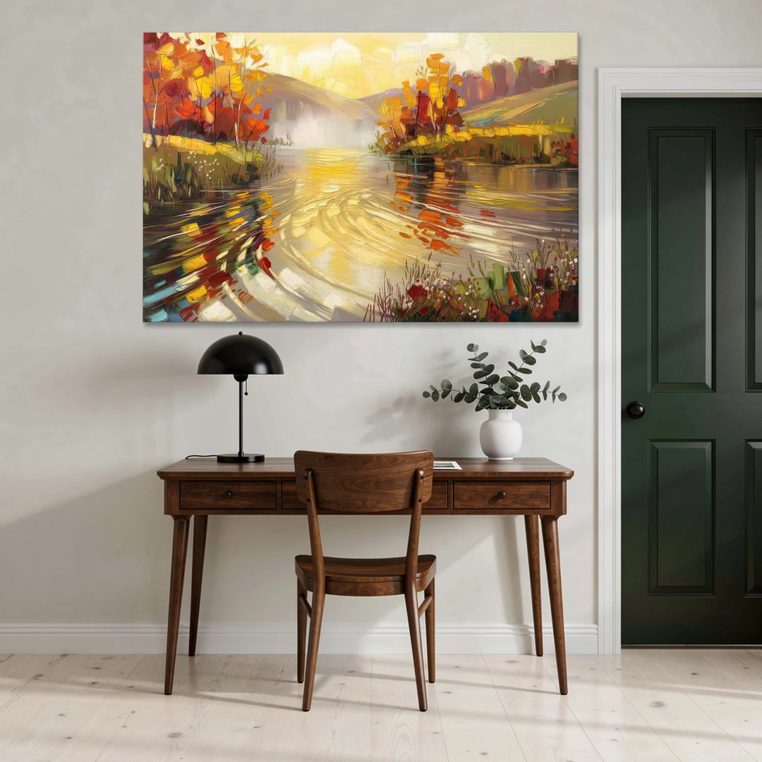 Asheville Riverfront Serenity - Canvas Wall Art - Office - 60x40