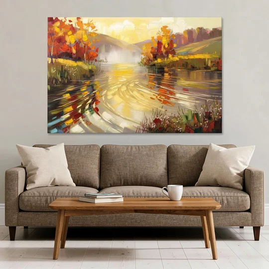 Asheville Riverfront Serenity - Canvas Wall Art - Sofa - 60x40