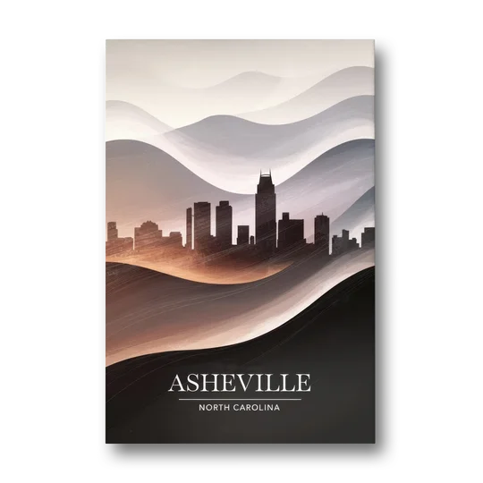 Asheville Skyline and Mountains - Canvas Wall Art - Front