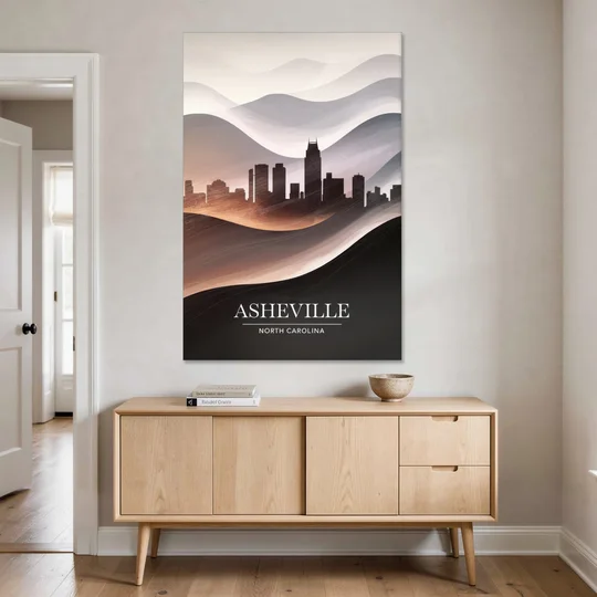 Asheville Skyline and Mountains - Canvas Wall Art - Coffee Table - 40x60