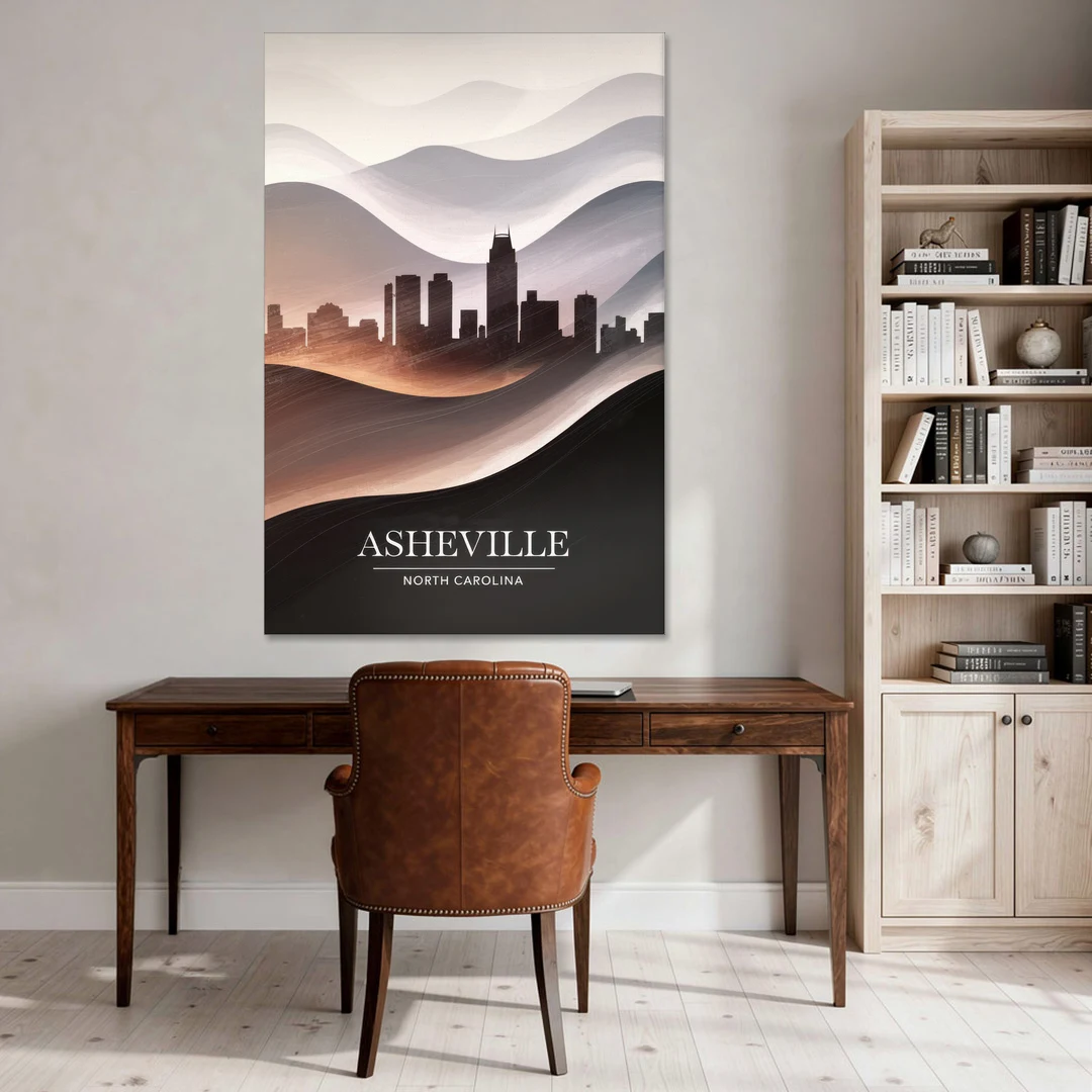 Asheville Skyline and Mountains - Canvas Wall Art - Office - 40x60