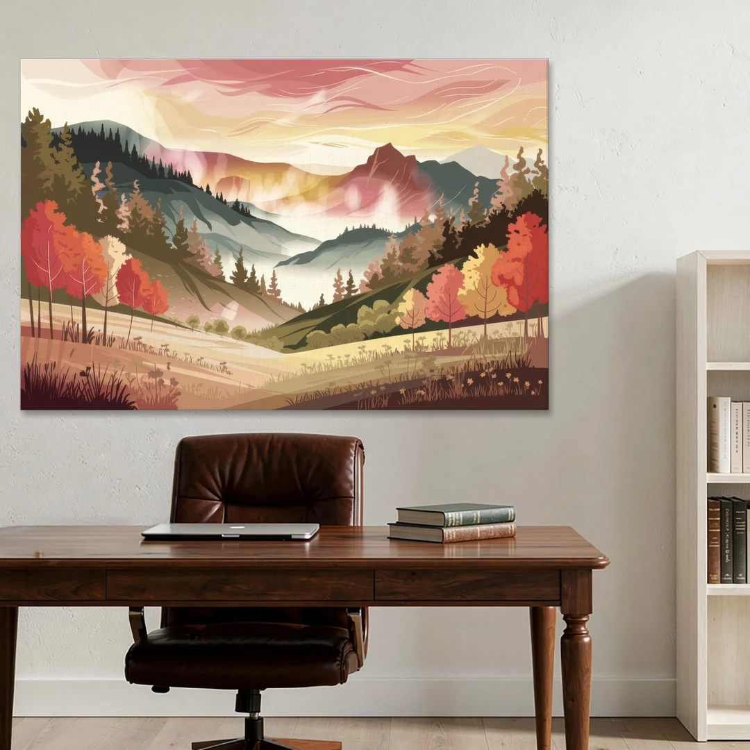 Asheville Smoky Mountain Sunrise - Canvas Wall Art - Office - 60x40