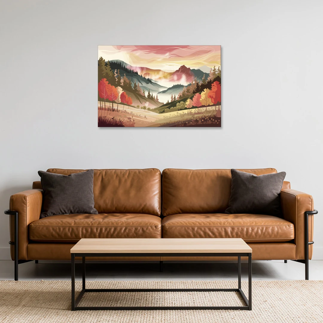 Asheville Smoky Mountain Sunrise - Canvas Wall Art - Sofa - 36x24