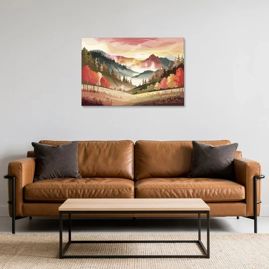 Asheville Smoky Mountain Sunrise - Canvas Wall Art - Sofa - 36x24