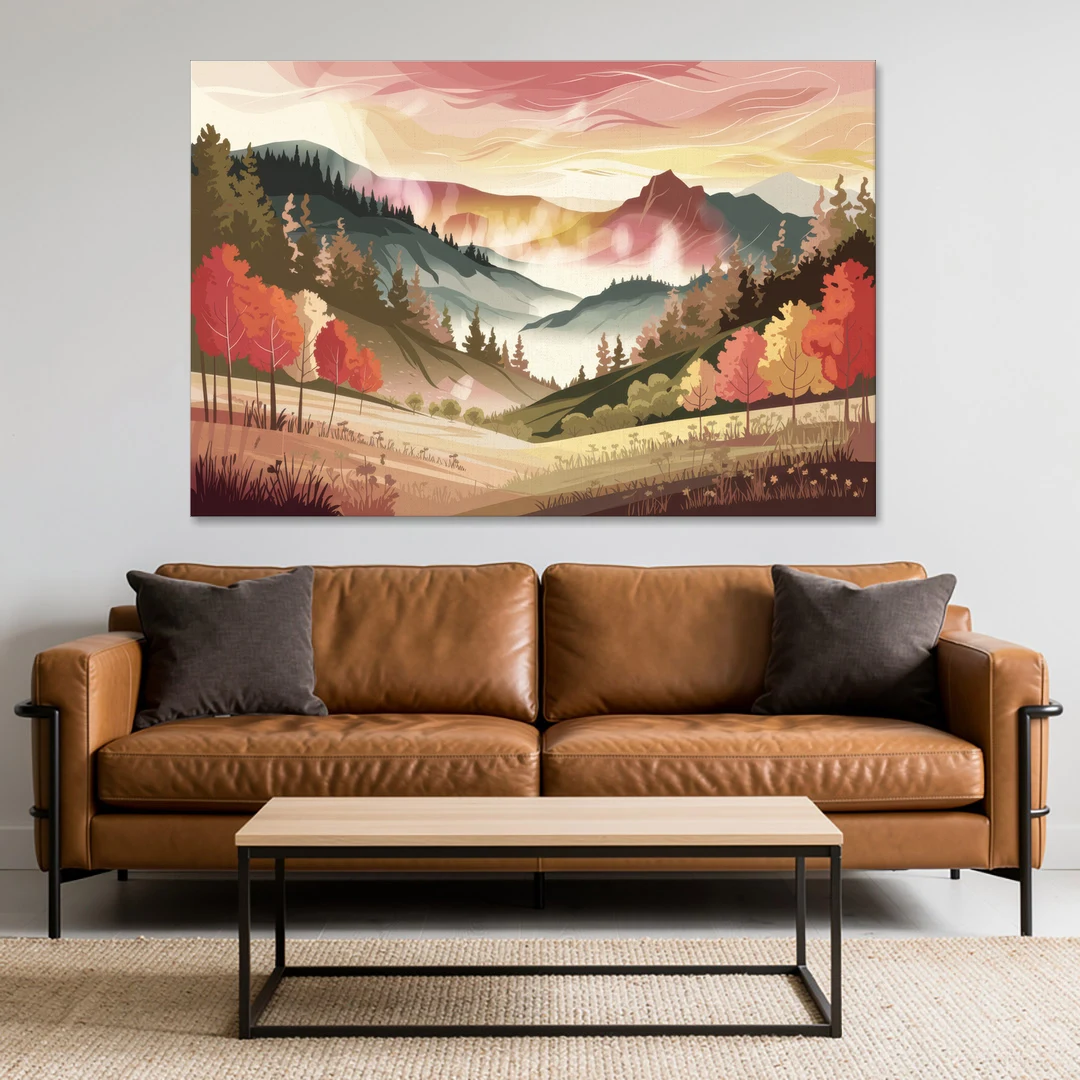Asheville Smoky Mountain Sunrise - Canvas Wall Art - Sofa - 60x40