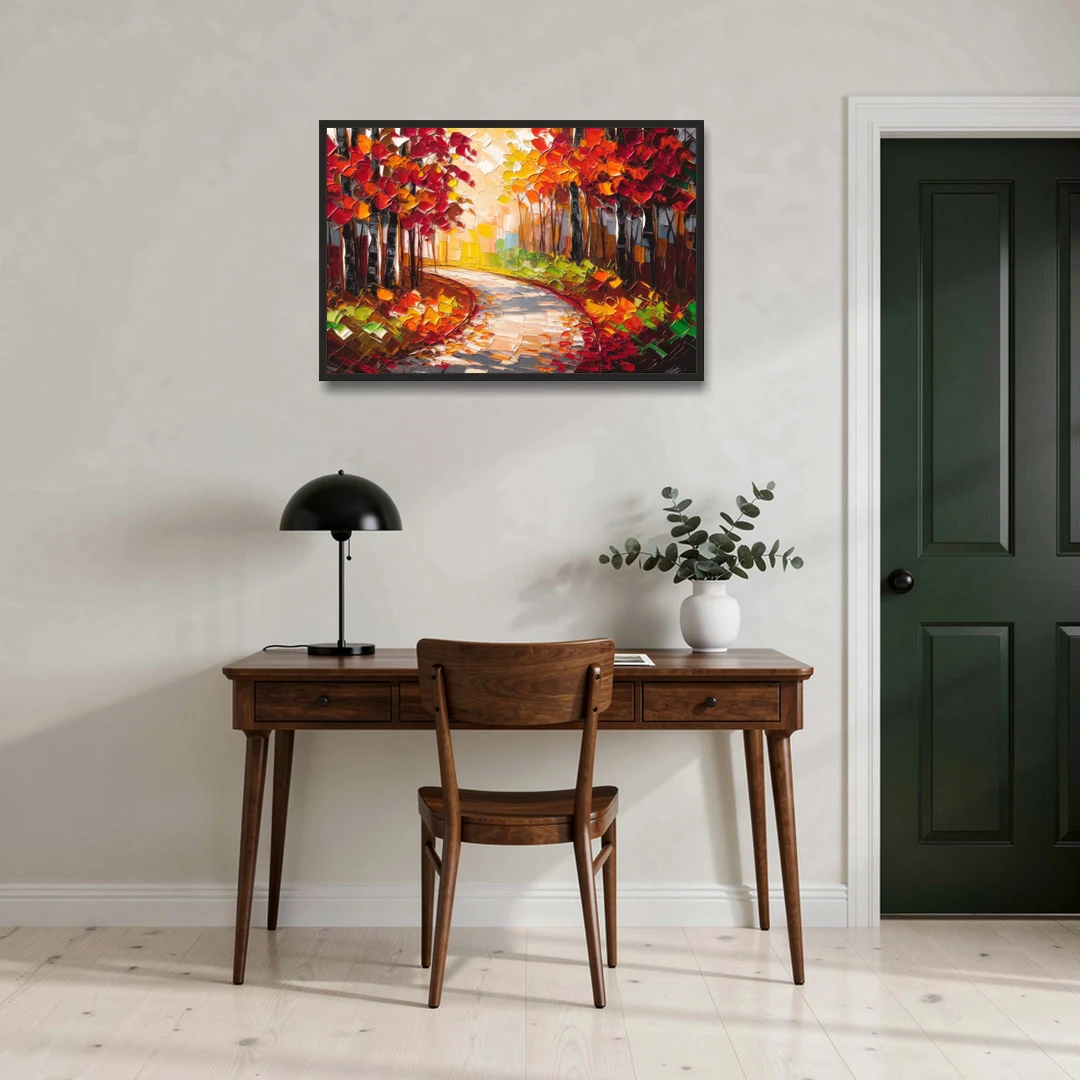 Ashland Autumn Forest - Black Framed Canvas Wall Art - Office - 36x24