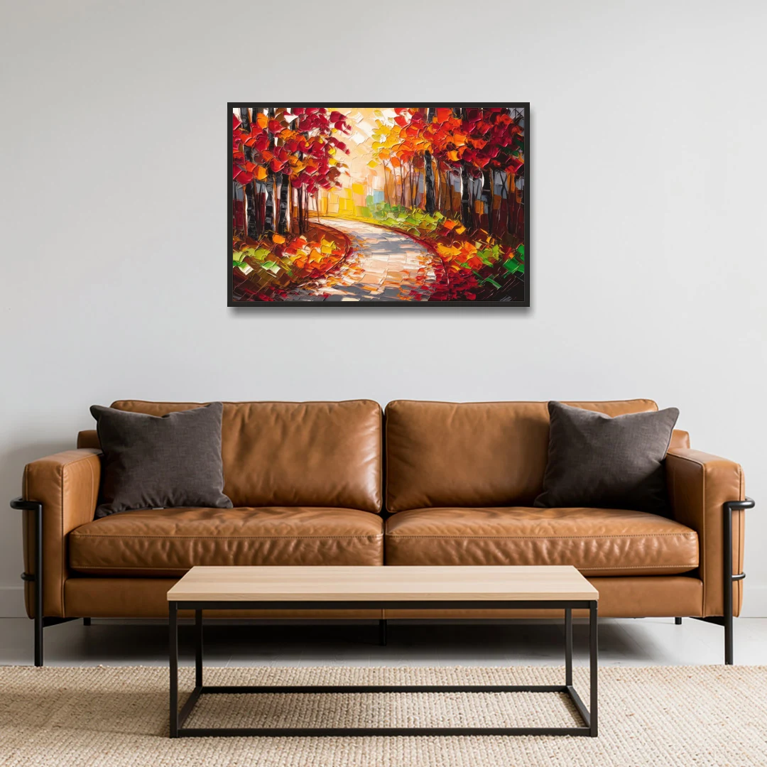 Ashland Autumn Forest - Black Framed Canvas Wall Art - Sofa - 36x24