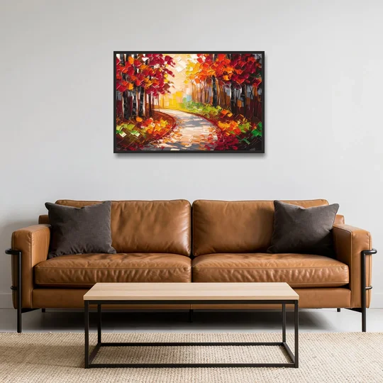 Ashland Autumn Forest - Black Framed Canvas Wall Art - Sofa - 36x24
