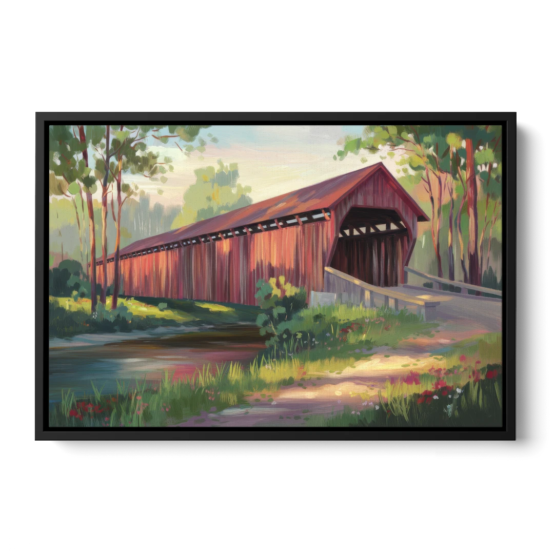 Ashland Covered Bridge - Black Framed Canvas Wall Art - Front