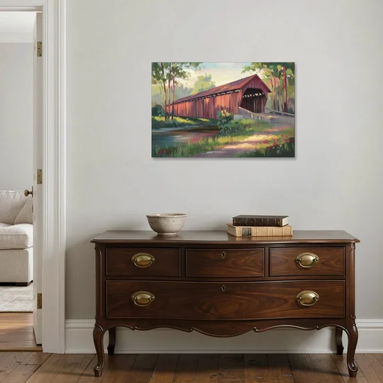 Ashland Covered Bridge - Canvas Wall Art - Coffee Table - 36x24
